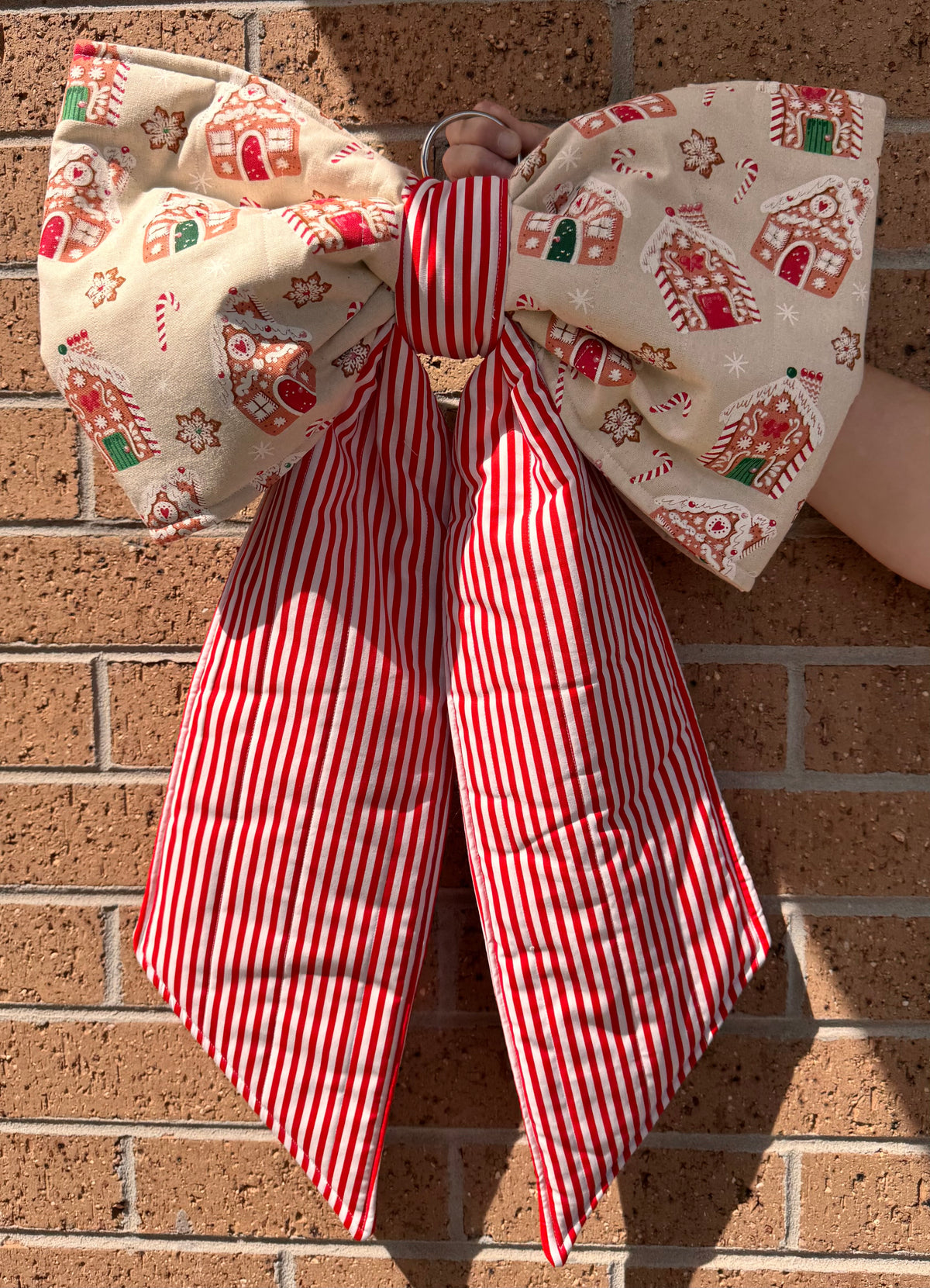 Oversized Christmas Fabric Bows- Gingerbread House