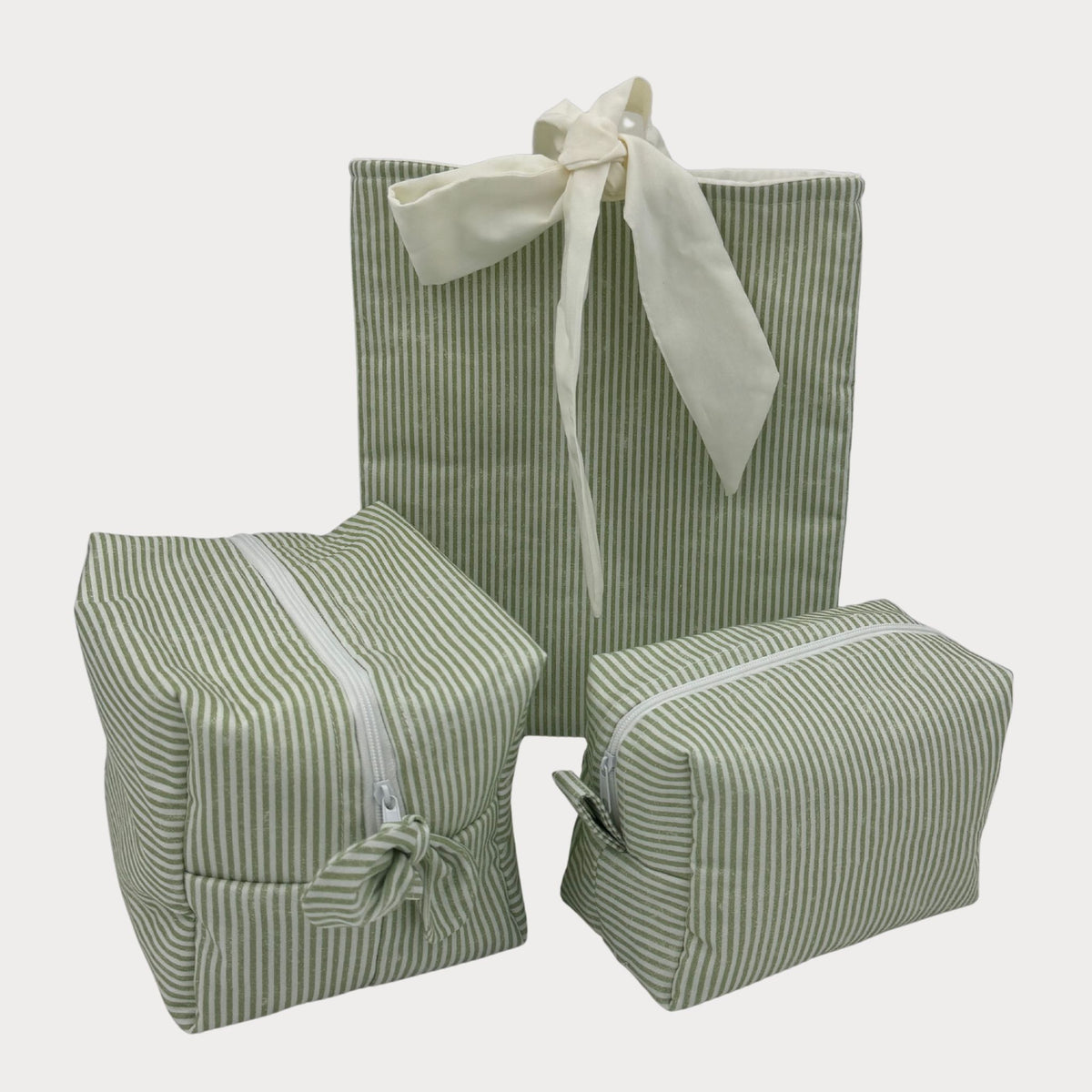 Boxed Makeup Bags (Carry-All) - La Vie En Rose Stripe Sage