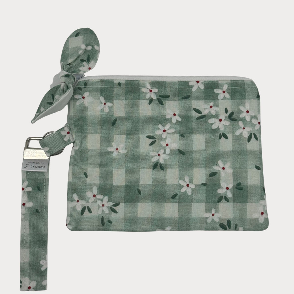 Wristlet Purse with attached Key Fob - Daisy Sage