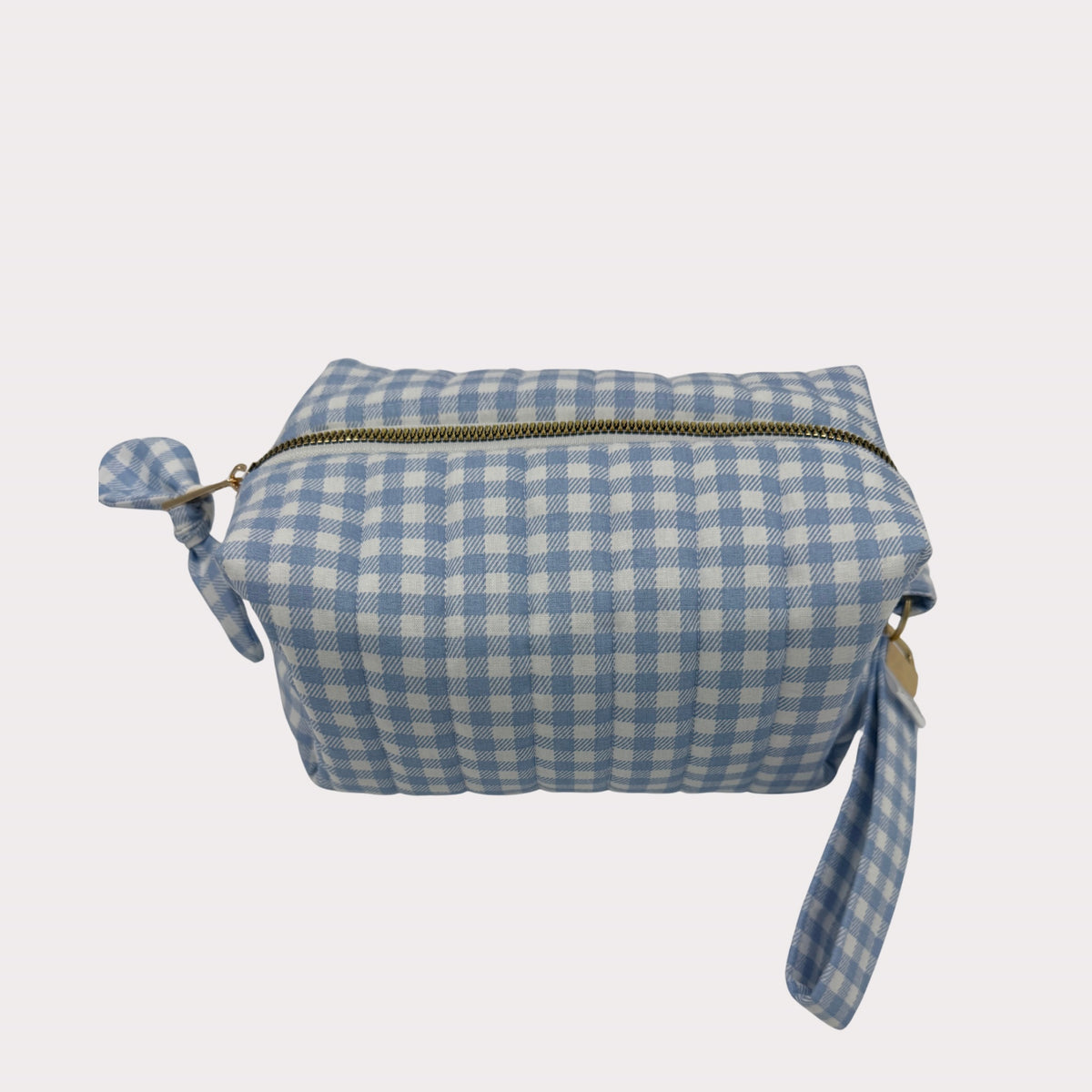JL Creations Custom Boxed Makeup Bags- Blue Gingham