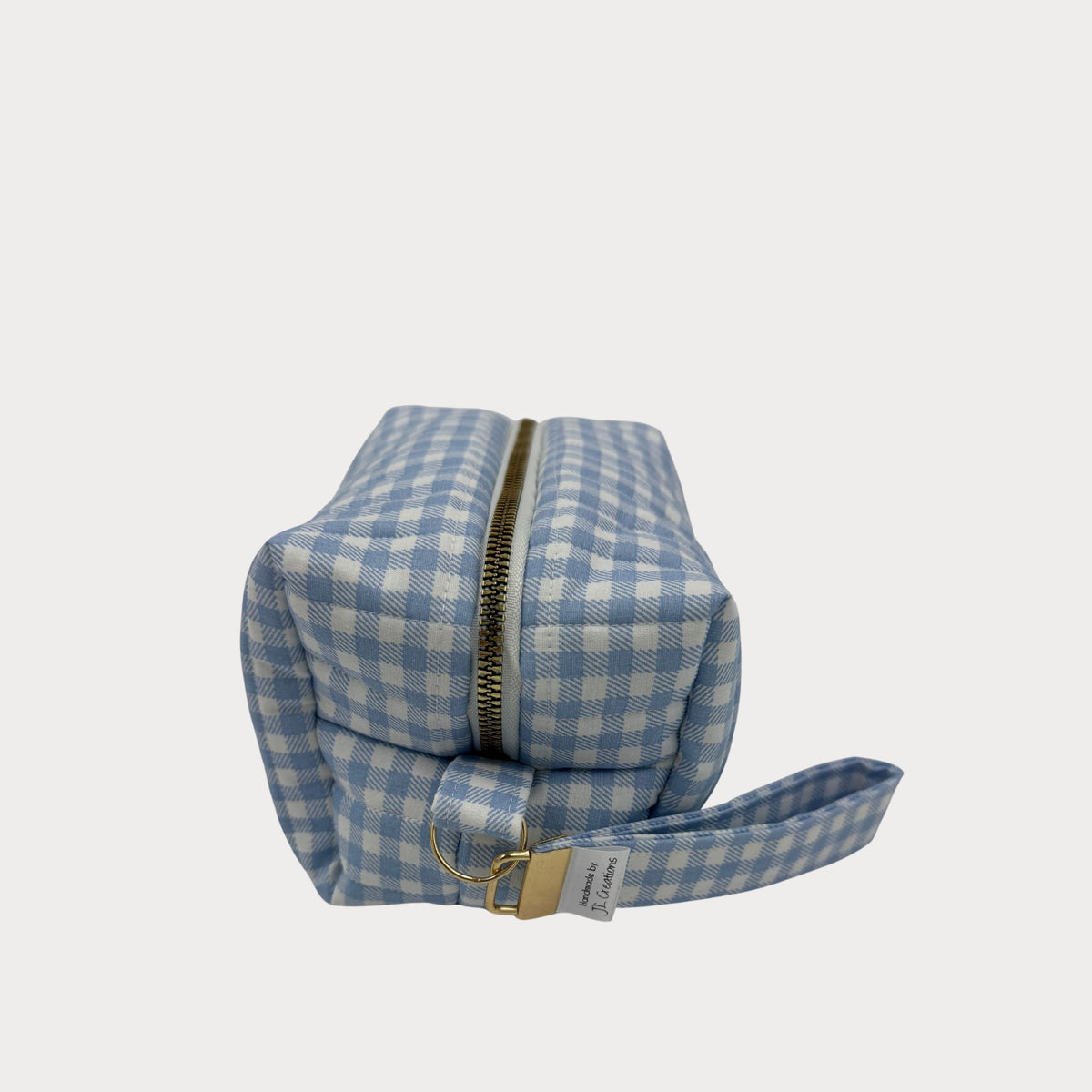 JL Creations Custom Boxed Makeup Bags- Blue Gingham