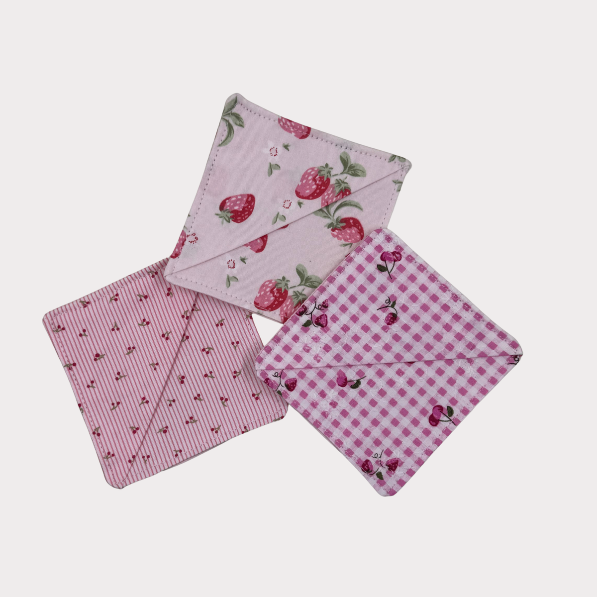 Fabric Corner Bookmarks- Pink Cherry Stripe