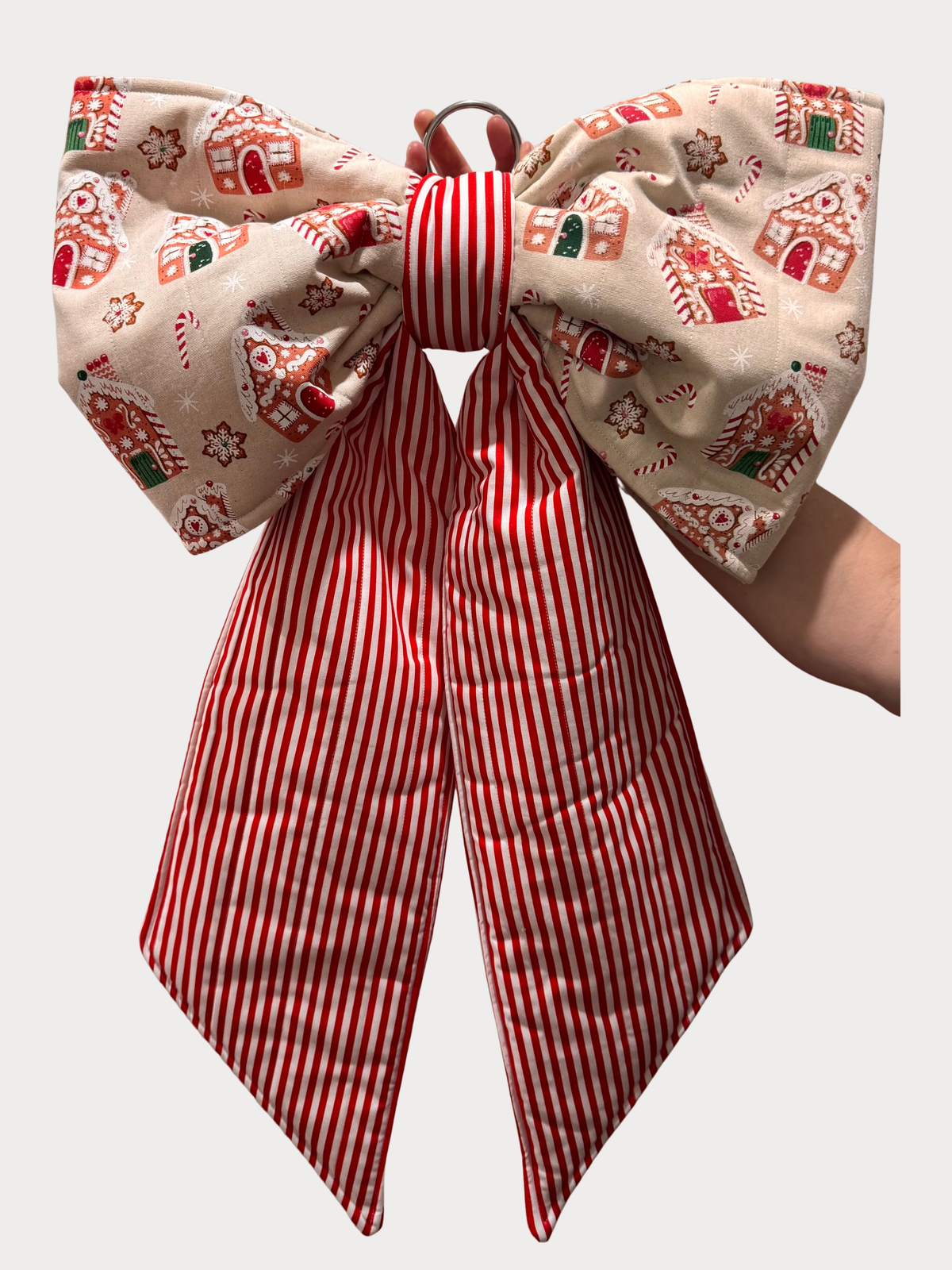 Oversized Christmas Fabric Bows- Gingerbread House
