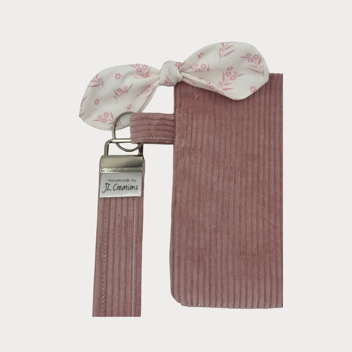 Wristlet Purse with attached Key Fob - Classic Dusty Pink Waffle