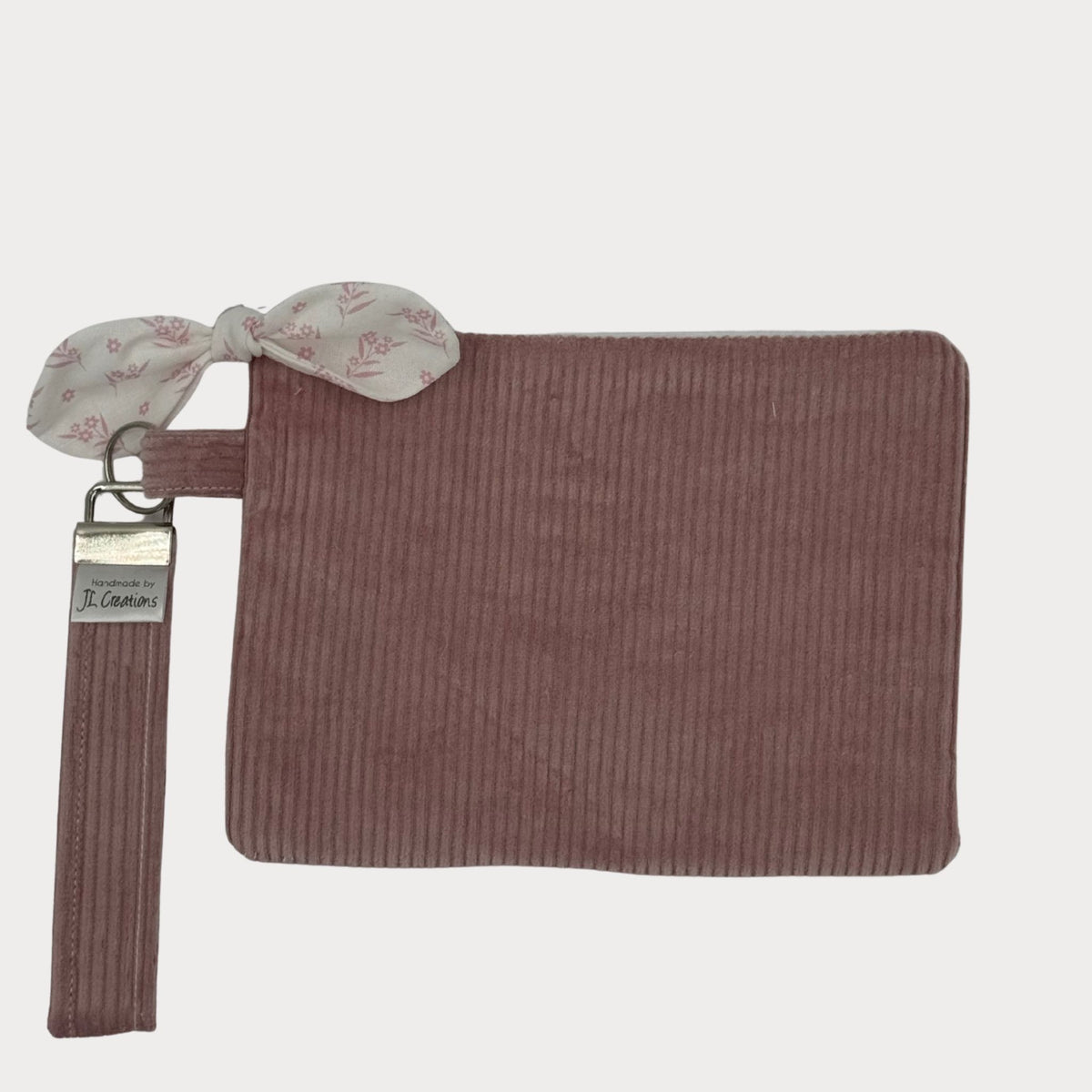 Wristlet Purse with attached Key Fob - Classic Dusty Pink Waffle