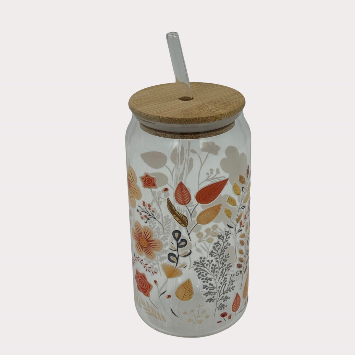 DTF Printed Glass Cups - Amber Wildflowers