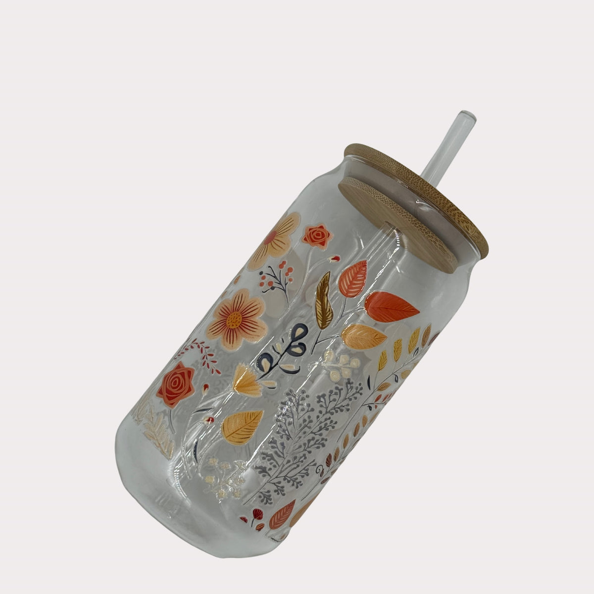 DTF Printed Glass Cups - Amber Wildflowers