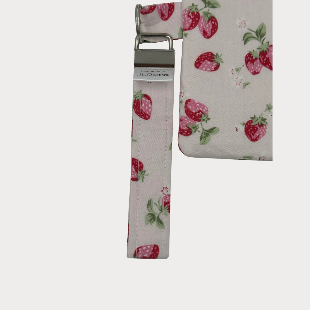Wristlet Purse with attached Key Fob - Strawberry Fields